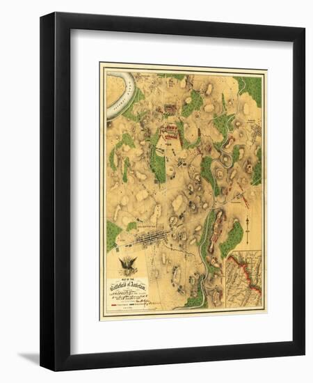 Battle of Antietam - Civil War Panoramic Map - Antietam, MD-Lantern Press-Framed Art Print