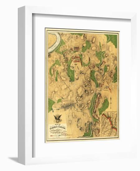 Battle of Antietam - Civil War Panoramic Map - Antietam, MD-Lantern Press-Framed Art Print