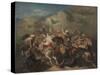 Battle of Arab Horsemen around a Standard (Bataille De Cavaliers Arabes Autour D'un Étendard), 1854-Theodore Chasseriau-Stretched Canvas
