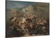 Battle of Arab Horsemen around a Standard (Bataille De Cavaliers Arabes Autour D'un Étendard), 1854-Theodore Chasseriau-Stretched Canvas