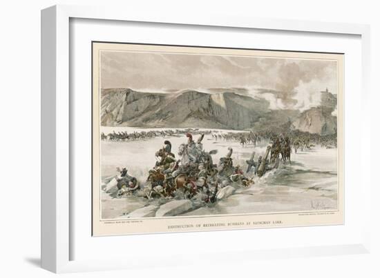 Battle of Austerlitz Russians Retreat Across the Frozen Lake Satschan-F. De Myrbach-Framed Art Print