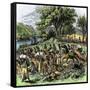 Battle of Bad Axe in Wisconsin, Ending the Black Hawk War, c.1832-null-Framed Stretched Canvas