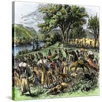 Battle of Bad Axe in Wisconsin, Ending the Black Hawk War, c.1832-null-Stretched Canvas