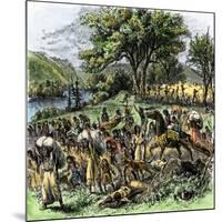 Battle of Bad Axe in Wisconsin, Ending the Black Hawk War, c.1832-null-Mounted Giclee Print