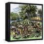 Battle of Bad Axe in Wisconsin, Ending the Black Hawk War, c.1832-null-Framed Stretched Canvas