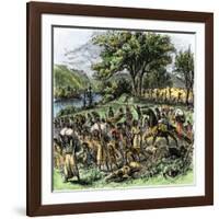 Battle of Bad Axe in Wisconsin, Ending the Black Hawk War, c.1832-null-Framed Giclee Print