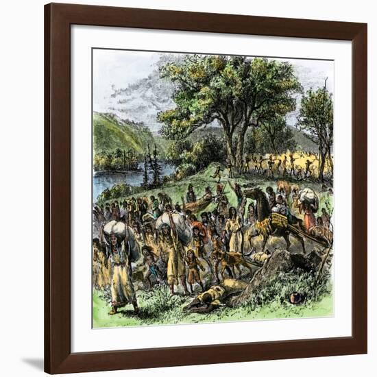 Battle of Bad Axe in Wisconsin, Ending the Black Hawk War, c.1832-null-Framed Giclee Print