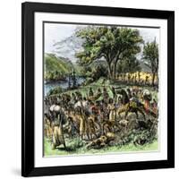 Battle of Bad Axe in Wisconsin, Ending the Black Hawk War, c.1832-null-Framed Giclee Print