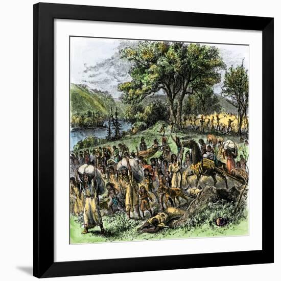 Battle of Bad Axe in Wisconsin, Ending the Black Hawk War, c.1832-null-Framed Giclee Print