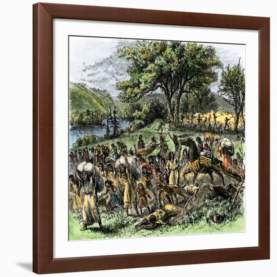 Battle of Bad Axe in Wisconsin, Ending the Black Hawk War, c.1832-null-Framed Giclee Print