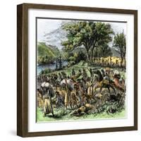 Battle of Bad Axe in Wisconsin, Ending the Black Hawk War, c.1832-null-Framed Giclee Print