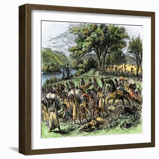 Battle of Bad Axe in Wisconsin, Ending the Black Hawk War, c.1832-null-Framed Giclee Print