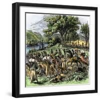 Battle of Bad Axe in Wisconsin, Ending the Black Hawk War, c.1832-null-Framed Giclee Print