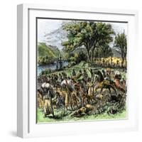 Battle of Bad Axe in Wisconsin, Ending the Black Hawk War, c.1832-null-Framed Giclee Print