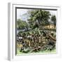 Battle of Bad Axe in Wisconsin, Ending the Black Hawk War, c.1832-null-Framed Giclee Print