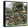 Battle of Bad Axe in Wisconsin, Ending the Black Hawk War, c.1832-null-Framed Stretched Canvas