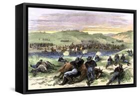Battle of Beecher Island on the Arikaree Fork, c.1868-null-Framed Stretched Canvas