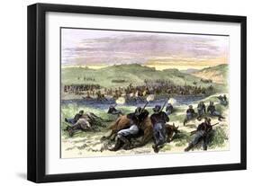 Battle of Beecher Island on the Arikaree Fork, c.1868-null-Framed Giclee Print