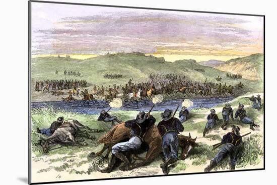 Battle of Beecher Island on the Arikaree Fork, c.1868-null-Mounted Giclee Print