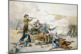 Battle of Beecher's Island, 1868 (Custer's Last Stand) C.1885 (W/C on Paper)-Frederic Remington-Mounted Giclee Print