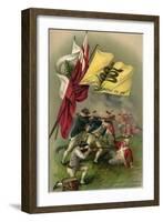 Battle of Bunker Hill with Gadsden Flag, 1899-null-Framed Giclee Print
