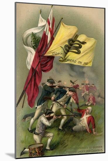 Battle of Bunker Hill with Gadsden Flag, 1899-null-Mounted Giclee Print