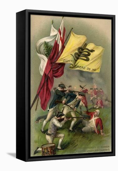 Battle of Bunker Hill with Gadsden Flag, 1899-null-Framed Stretched Canvas