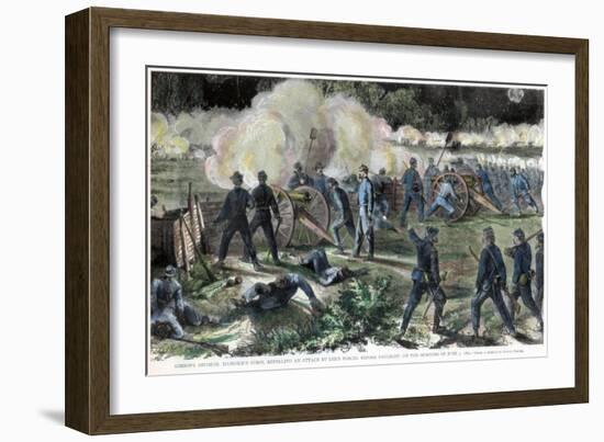 Battle of Cold Harbor, Virginia, American Civil War, 3 June 1864-Edwin Forbes-Framed Giclee Print