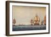 Battle of Copenhagen 1801. British Fleet Approaching, 1801. Artists: Robert Pollard, JG Wells-JG Wells-Framed Giclee Print