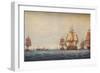 Battle of Copenhagen 1801. British Fleet Approaching, 1801. Artists: Robert Pollard, JG Wells-JG Wells-Framed Giclee Print