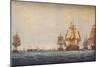 Battle of Copenhagen 1801. British Fleet Approaching, 1801. Artists: Robert Pollard, JG Wells-JG Wells-Mounted Giclee Print