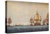 Battle of Copenhagen 1801. British Fleet Approaching, 1801. Artists: Robert Pollard, JG Wells-JG Wells-Stretched Canvas