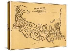 Battle of Fort Henry - Civil War Panoramic Map-Lantern Press-Stretched Canvas