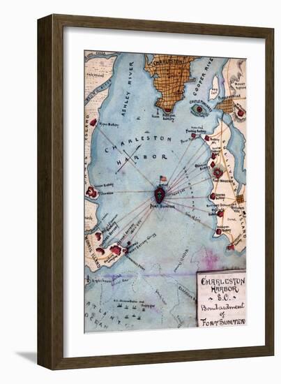 Battle of Fort Sumter - Civil War Panoramic Map-Lantern Press-Framed Art Print