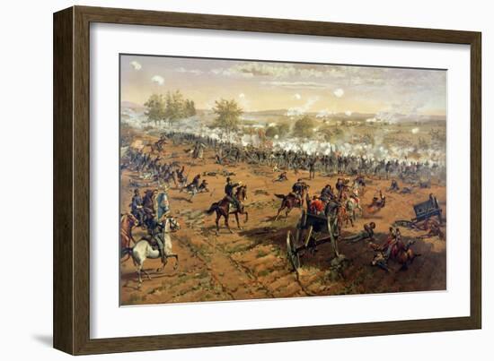 Battle of Gettysburg, 1863, Printed by L. Prang and Co., 1887-Thure De Thulstrup-Framed Giclee Print