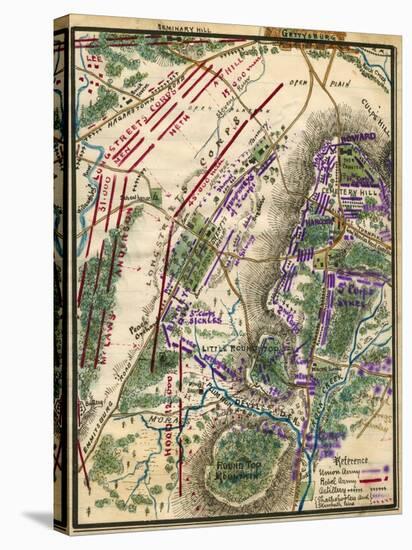 Battle of Gettysburg - Civil War Panoramic Map-Lantern Press-Stretched Canvas