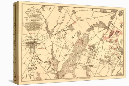 Battle of Gettysburg - Civil War Panoramic Map-Lantern Press-Stretched Canvas