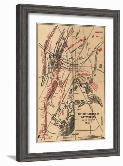 Battle of Gettysburg - Civil War Panoramic Map-Lantern Press-Framed Art Print