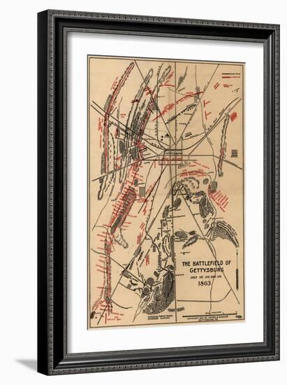 Battle of Gettysburg - Civil War Panoramic Map-Lantern Press-Framed Art Print