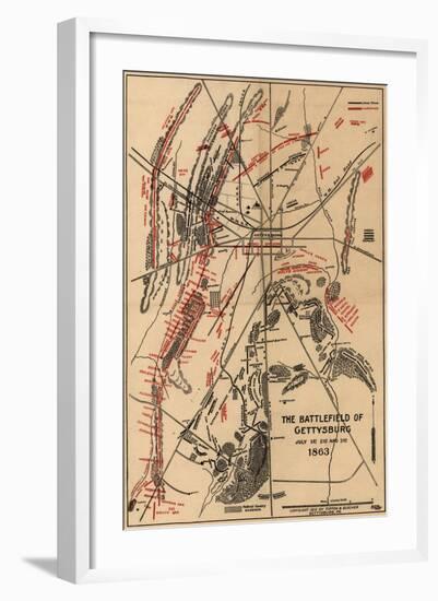 Battle of Gettysburg - Civil War Panoramic Map-Lantern Press-Framed Art Print