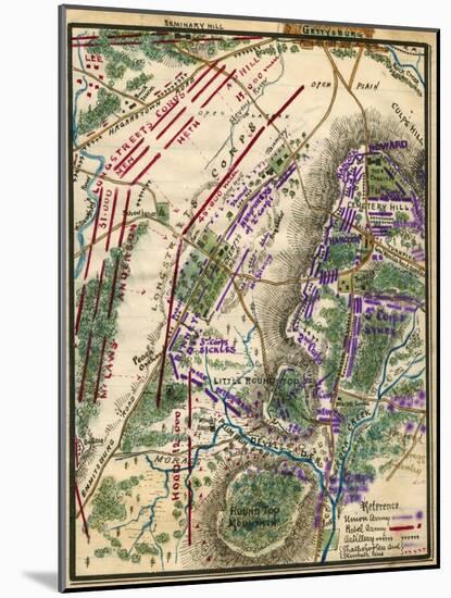 Battle of Gettysburg - Civil War Panoramic Map-Lantern Press-Mounted Art Print