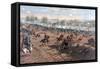 Battle of Gettysburg, Pub. L Prang & Co., 1886 (Colour Litho)-Thure De Thulstrup-Framed Stretched Canvas