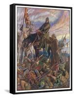 Battle of Hastings William Duke of Normandy Defeats the English Army Led by Harold-Henry Justice Ford-Framed Stretched Canvas