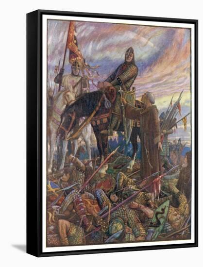 Battle of Hastings William Duke of Normandy Defeats the English Army Led by Harold-Henry Justice Ford-Framed Stretched Canvas