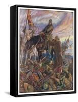 Battle of Hastings William Duke of Normandy Defeats the English Army Led by Harold-Henry Justice Ford-Framed Stretched Canvas