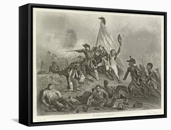 Battle of Jemappes-Denis Auguste Marie Raffet-Framed Stretched Canvas