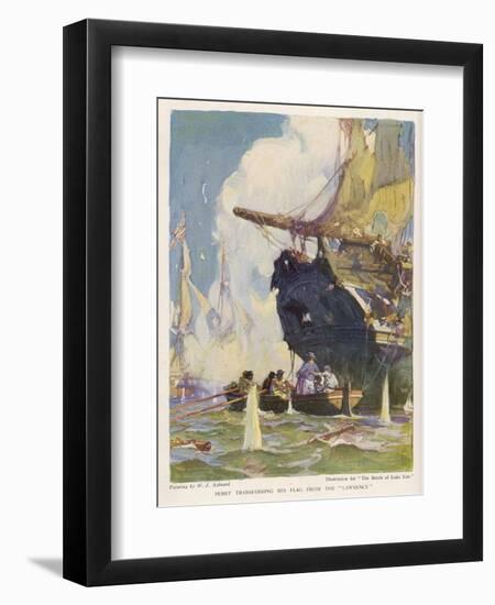 Battle of Lake Erie-W.j. Aylward-Framed Art Print