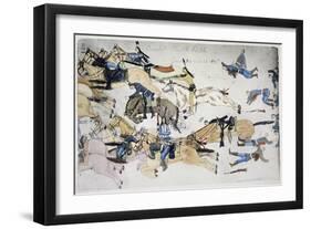 Battle of Little Bighorn, Montana, USA, 25-26 June 1876 (c1900)-Amos Bad Heart Buffalo-Framed Giclee Print