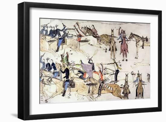 Battle of Little Bighorn, Montana, USA, 25-26 June 1876 (c1900)-Amos Bad Heart Buffalo-Framed Giclee Print