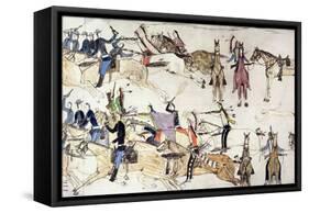 Battle of Little Bighorn, Montana, USA, 25-26 June 1876 (c1900)-Amos Bad Heart Buffalo-Framed Stretched Canvas